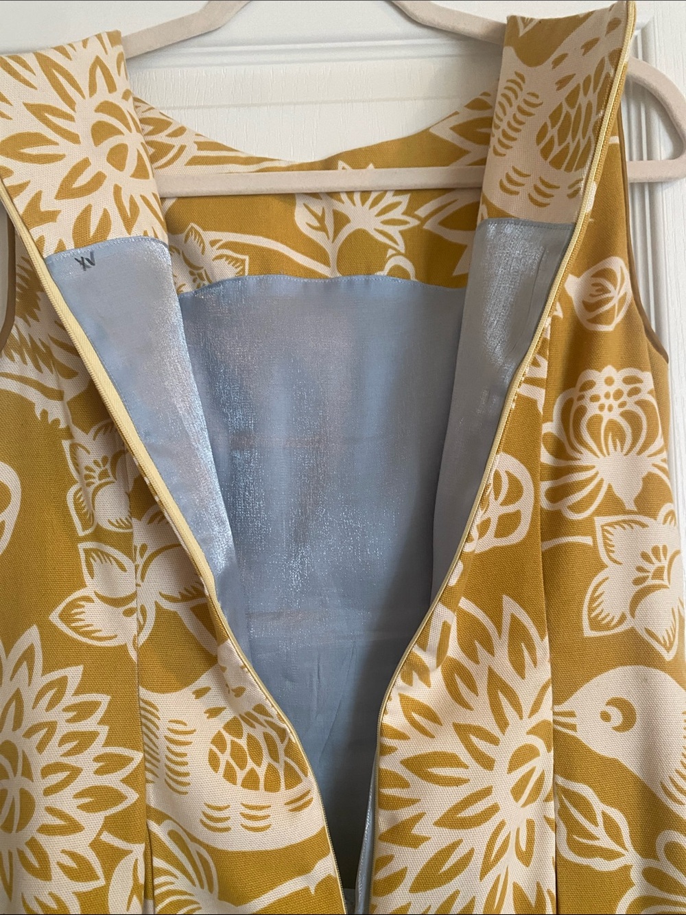 CUSTOM 1950 Yellow Floral Fit & Flare Dress with Satin Slip & Hidden Pockets SzM - Picture 9 of 16